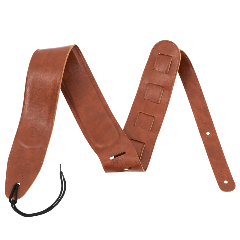 Padded brown full-grain leather strap