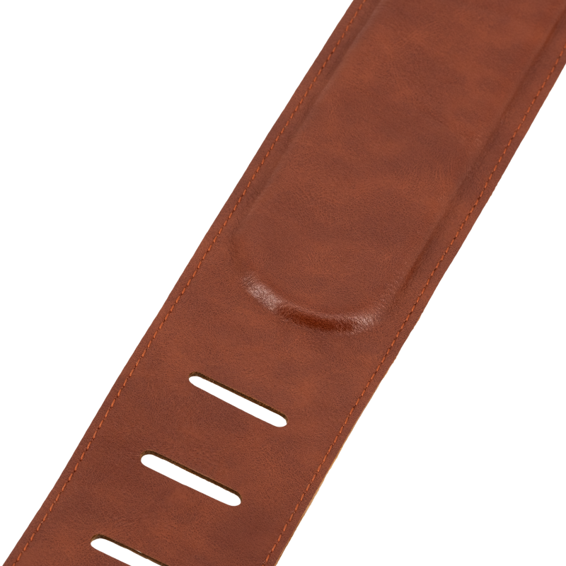 Padded brown full-grain leather strap